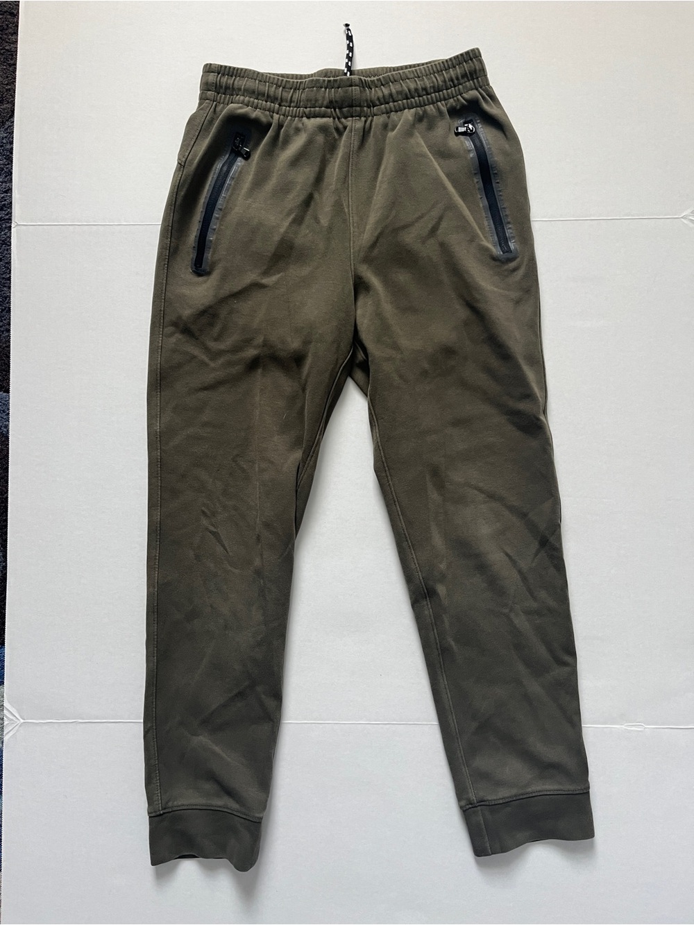 Boys Olive Green Jogger Pants with Zipper Pockets